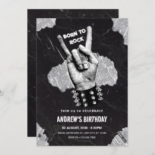 Black Rock Metal Geburtstag Einladung