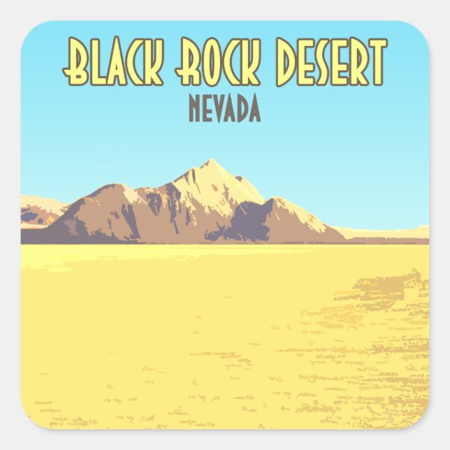 Black Rock Wüste Nevada Vintag Quadratischer Aufkleber (Vorderseite)