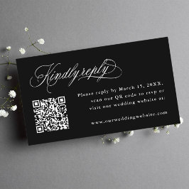 Black Romantic Calligraphy Wedding QR Code UAWG Begleitkarte