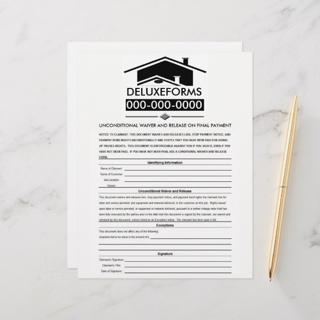 Black Roof Unbedingter Verzicht und Veröffentlichu (Vorderseite/Rückseite Beispiel)