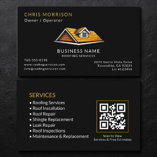 Black Roofer Dachdecker QR Code Visitenkarte