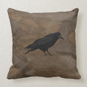Black Rook British Corvid und rustikaler Hintergru Kissen