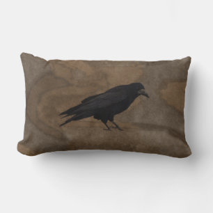 Black Rook British Corvid und rustikaler Hintergru Lendenkissen