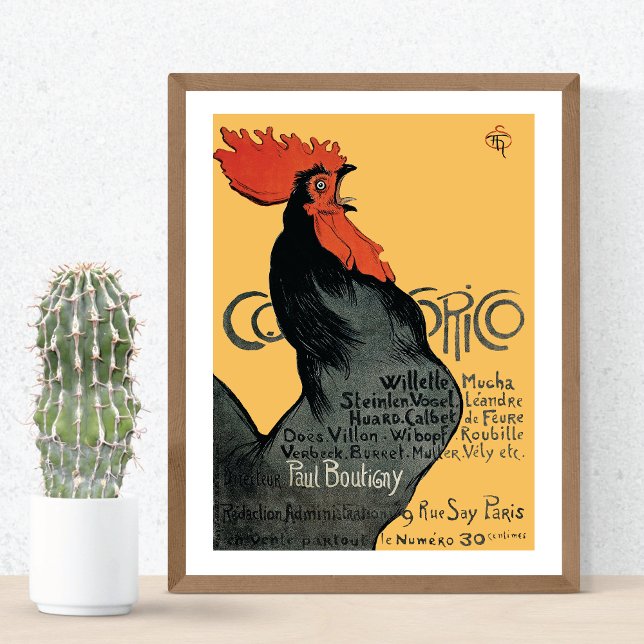 Black Rooster Cocorico Theophile Steinlen Poster (Von Creator hochgeladen)