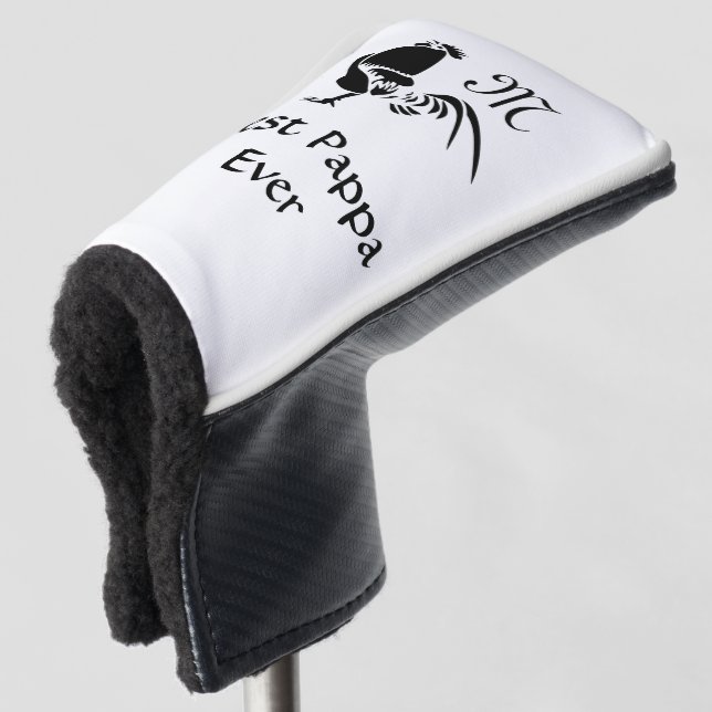 Black Rooster Crowing Best Pappa Ever Golf Headcover (3/4 Vorderseite)