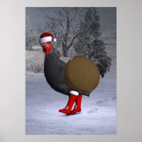 Black Rooster Santa Claus