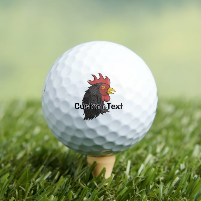 Black Rooster's Head Golf Balls Golfball (Insitu T-Shirt)