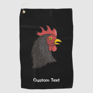 Black Rooster's Head Golf Handtuch