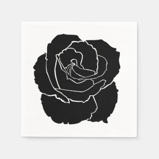 Black Rose Cocktail Napkins - Hochzeitsessen Party Serviette
