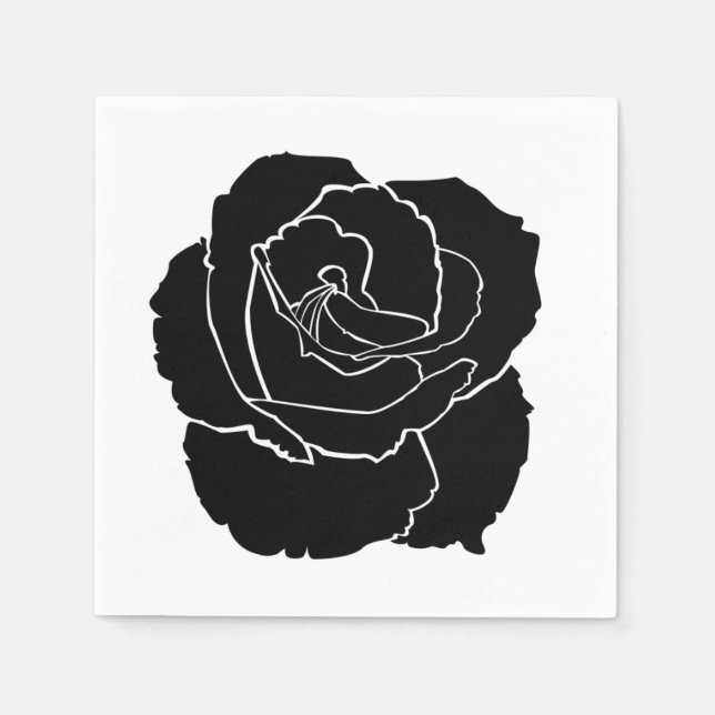 Black Rose Cocktail Napkins - Hochzeitsessen Party Serviette (Vorderseite)