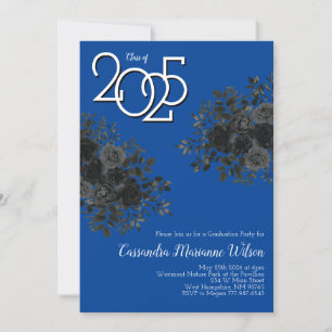 Black Rose Dark Gothic Graduation Party Blue Einladung