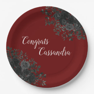 Black Rose Dark Gothic Graduation Party Maroon Pappteller