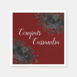 Black Rose Dark Gothic Graduation Party Maroon Serviette