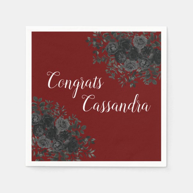 Black Rose Dark Gothic Graduation Party Maroon Serviette (Vorderseite)