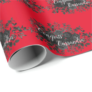Black Rose Dark Gothic Graduation Party Red Geschenkpapier