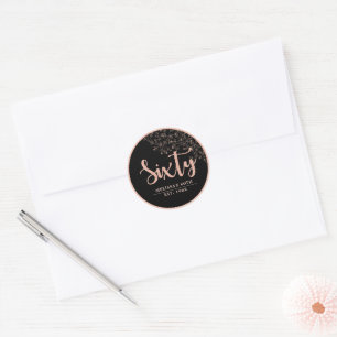 Black Rose Gold 60. Geburtstagsparty Gunst Sticker