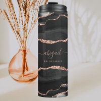 Black Rose Gold Agate Dark Bridesmaid Hochzeit