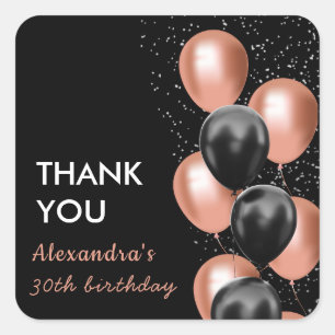 Black Rose gold Ballon Geburtstag Danke Sticker