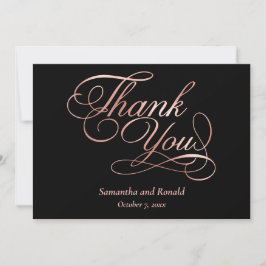 Black Rose Gold Calligraphy Formal Thank You Card Dankeskarte