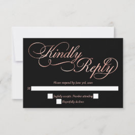 Black & Rose Gold Calligraphy Formal Wedding RSVP