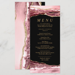 Black & Rose Gold Calligraphy Wedding Menu Menükarte