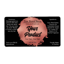 Black Rose Gold Foil Band & Body Product Label