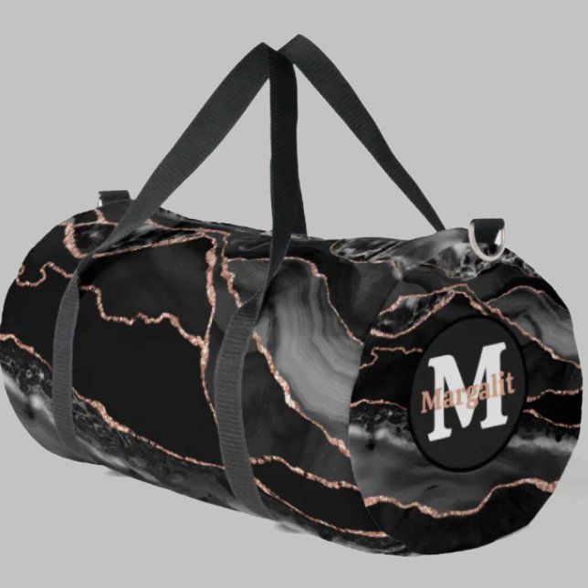 Black Rose Gold Glitzer Agate Large Duffel Bag Duffle Bag (Von Creator hochgeladen)