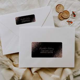Black Rose Gold Glitzer Wedding Rücksendeadresse