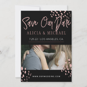 Black Rose Gold Imitats Glitzer Typografie FOTO Save The Date