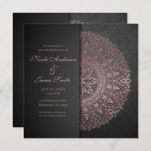 Black & Rose Gold Mandala Elegantes Hochzeitssomme Einladung