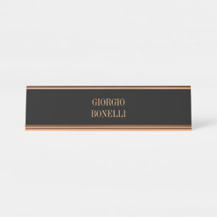 Black Rose Gold Name Minimalistisch Personal Moder Schreibtischnamensplakette