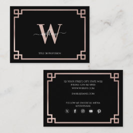 Black & Rose Gold Pink, griechisch wichtige Social Visitenkarte