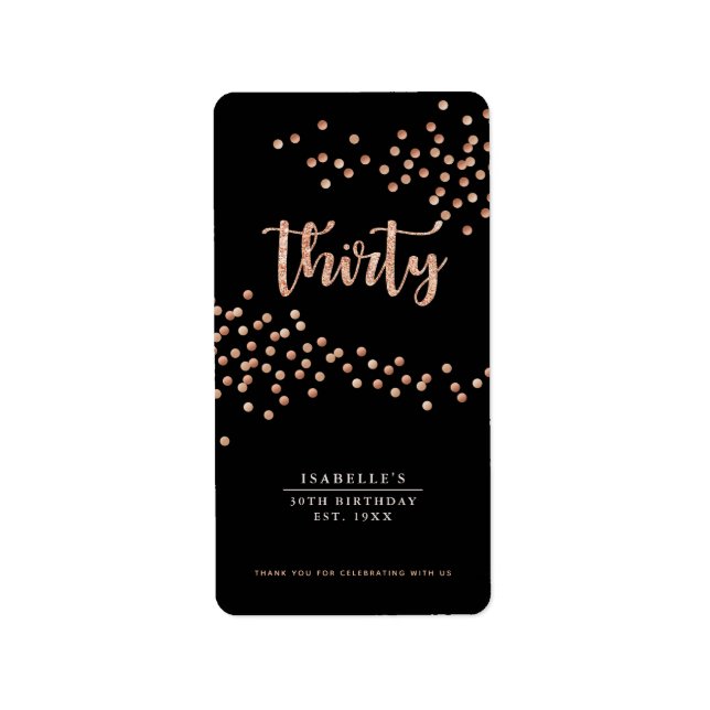 Black & Rose Gold Polka Dot Custom Gevor Label Adressaufkleber (Vorne)