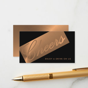 Black & Rose Gold Script "Cheers" Drink Ticket Begleitkarte