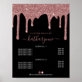 Black Rose Gold Sparkle Drilling Glitzer Price Lis Poster