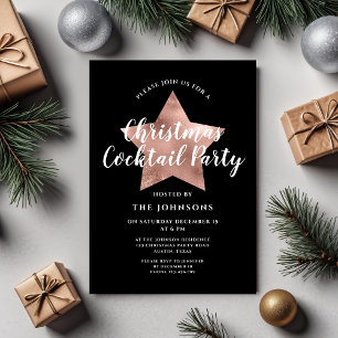 Black Rose Gold Star Weihnachtscocktail Party Einladung