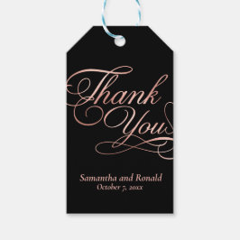Black & Rose Gold Thank You Calligraphy Wedding Geschenkanhänger