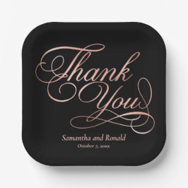 Black & Rose Gold Vielen Dank für Ihre kalligraphi Pappteller