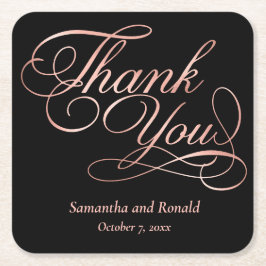 Black & Rose Gold Vielen Dank für Ihre kalligraphi Rechteckiger Pappuntersetzer