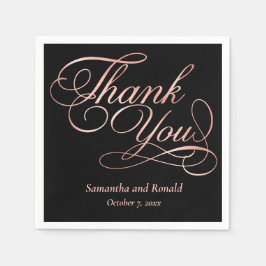 Black & Rose Gold Vielen Dank für Ihre kalligraphi Serviette