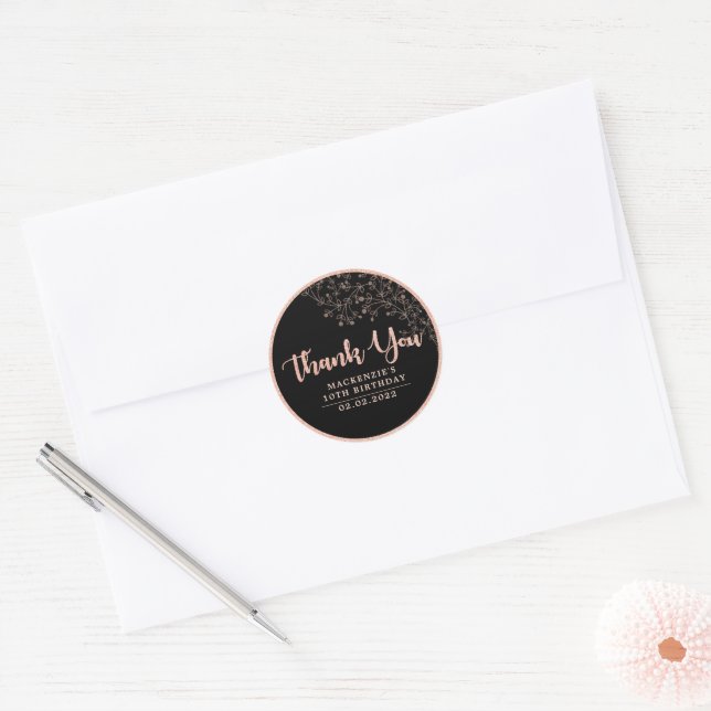 Black Rose Gold Vielen Dank Gastgeschenk Sticker (Umschlag)