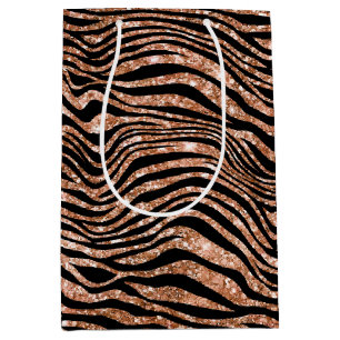 Black Rose Gold Zebra Glitzer Mittlere Geschenktüte