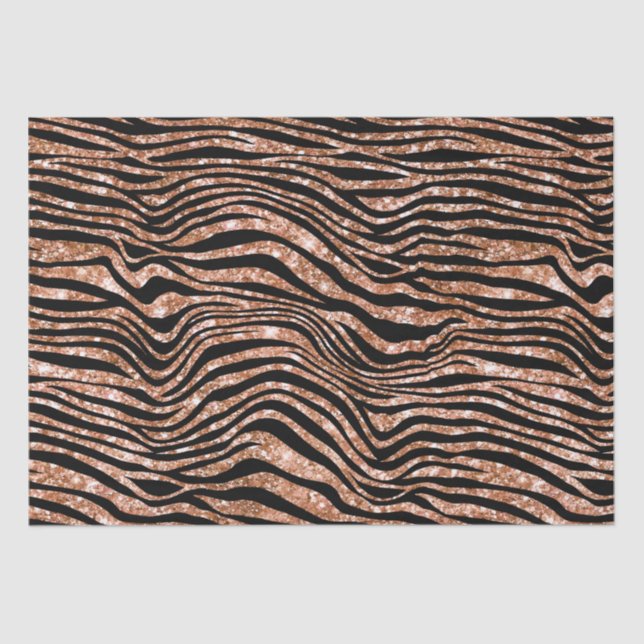 Black Rose Gold Zebra Glitzer Seidenpapier (Vorderseite)