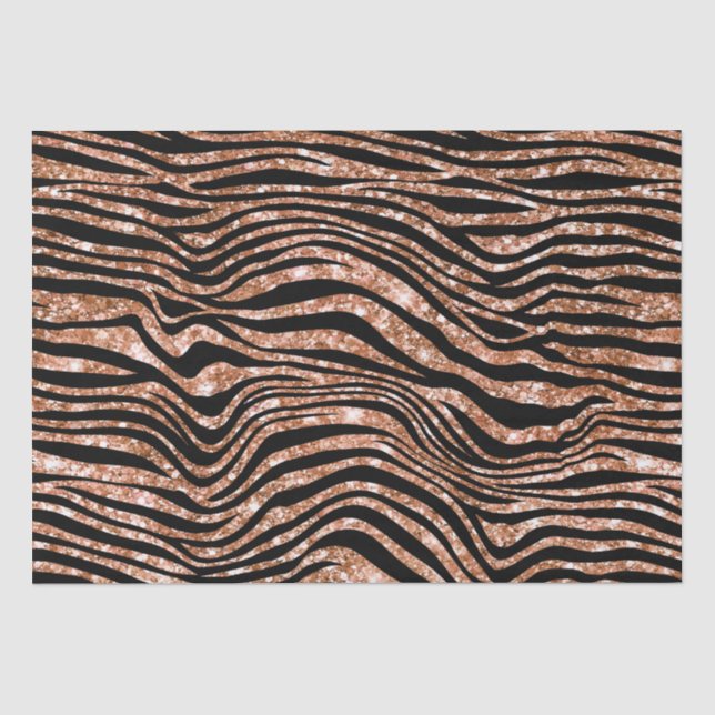Black Rose Gold Zebra Glitzer Seidenpapier (Vorderseite)