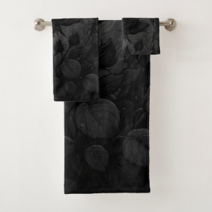 Black Rose Motif Badhandtuch Set