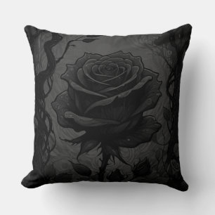 Black Rose Motif Kissen