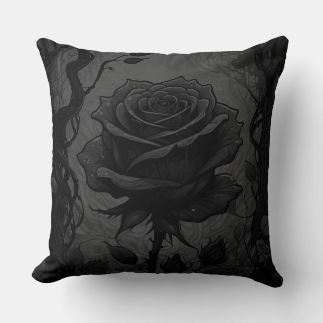 Black Rose Motif Kissen (Vorderseite)