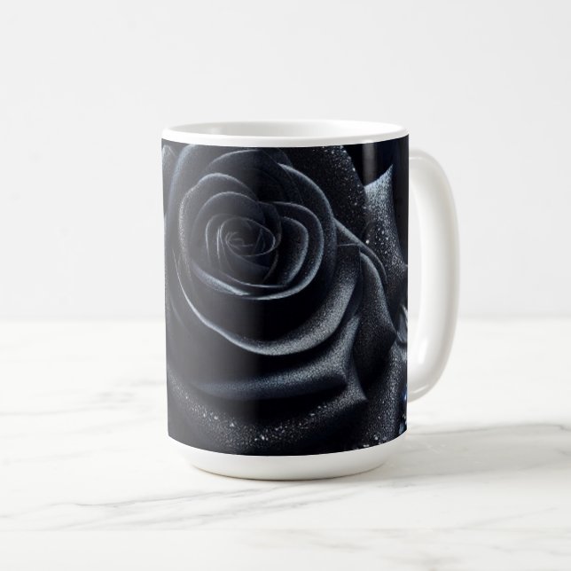 Black Rose on Black Brocade Kaffeetasse (VorderseiteRechts)