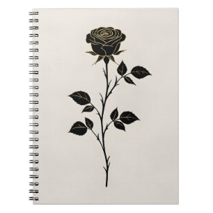 Black Rose Silhouette Minimalistisches Notizbuch Notizblock