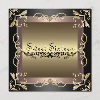 Black & Rose Swirl Sweet 16 Geburtstag Einladung